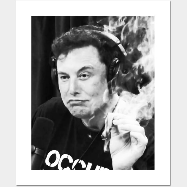 Elon smoking (B&W) Wall Art by memestuff